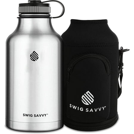 

Swig Savvy 64oz Vacuum Insulated Stainless Steel Water Bottle with Storage Sleeve Silver