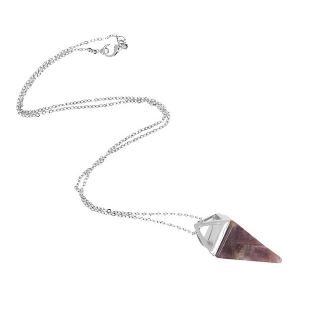 Colr de cadena con colgante de Hexagonal de cristal de piedras preciosas de Púrpura Hugo Collar colgante