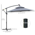 thumbnail image 3 of Outsunny 10FT Solar Powered Patio Umbrella with Crank and Base, Grey, 3 of 10