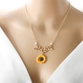 thumbnail image 2 of Collar con colgante de girasol, cadena de hojas de perla, resina, estilo bohemio, hecho a mano, para mujeres y niñas, 2 of 7