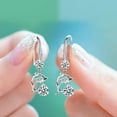 thumbnail image 6 of 1 Pair Korean Style Hook Earrings Dolphin Design Shiny Rhinestones Drop Earrings Women Mid-length Earrings, 6 of 8
