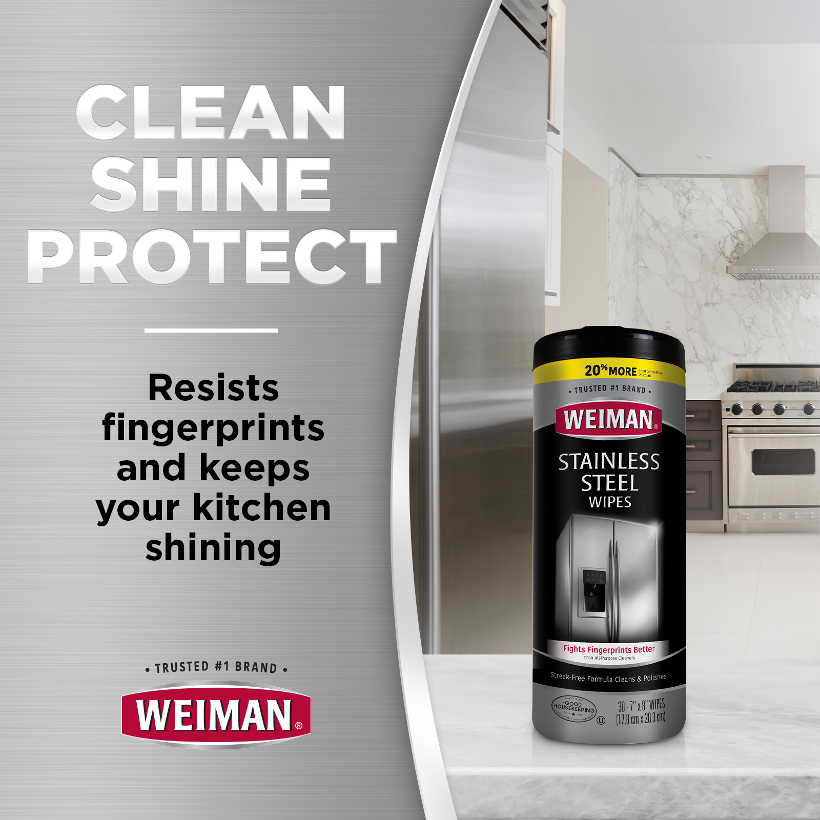 Weiman Stainless Steel Appliance Cleaning Wipes,  Streak-Free Shine, 30 Count - image 3 of 8