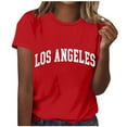 thumbnail image 4 of Amzcrzy Summer Tops for Women Fashion Letter Printing Womens T Shirts Comfy Round Neck Going Out Tops Casual Solid Color Short Sleeve Tees, 4 of 5