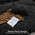 thumbnail image 3 of Flymme King Size Comforter Set 7 Pieces Pintuck Bed in a Bag Black Comforter King Pinch Pleat Soft Microfiber Bedding Set for All Season, 3 of 9