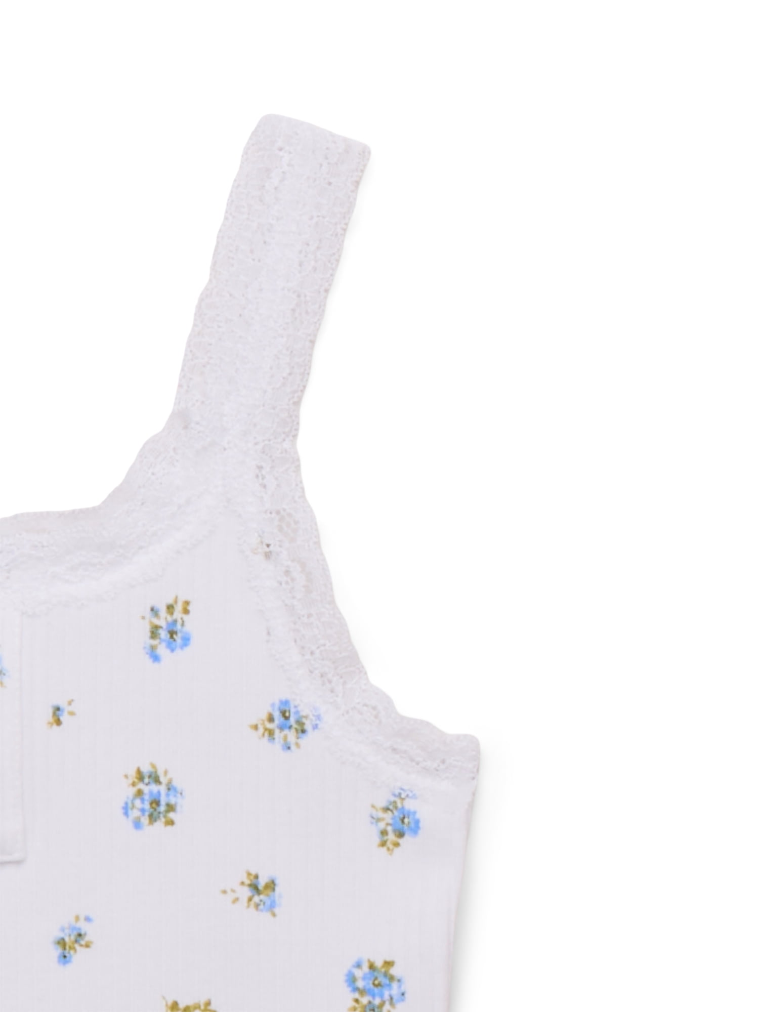 Wonder Nation Tween Girls Henley Tank Top with Lace Trim, Sizes 4-18