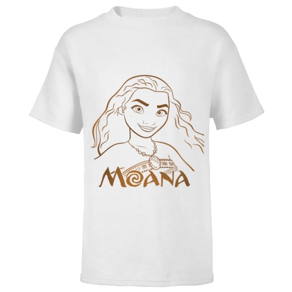 Disney Princess Celebration Minimalist Lines Moana - Short Sleeve T-Shirt for Kids - Customized-White