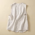 thumbnail image 2 of Lovskoo 2024 Women's Sleeveless Vest V-Neck Cotton and Linen Cardigan Casual Loose Coat Button Jacket White, 2 of 5