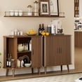 thumbnail image 4 of FANRAL 31.5" Wide Fluted Sideboard Buffet Cabinet with Sliding Door,Adjustable Shelves,Multi-Functional Storage Console for Kitchen Dining Room Living Room,Walnut Storage Cabinet, 4 of 7