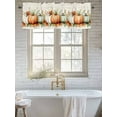 thumbnail image 6 of Thanksgiving Green Orange Pumpkin Valances for Windows Leaf Vintage Text Texture Kitchen Valance Curtain Rod Pocket Small Curtains for Cafe Bathroom Laundry Basement 42" x 18", 6 of 8