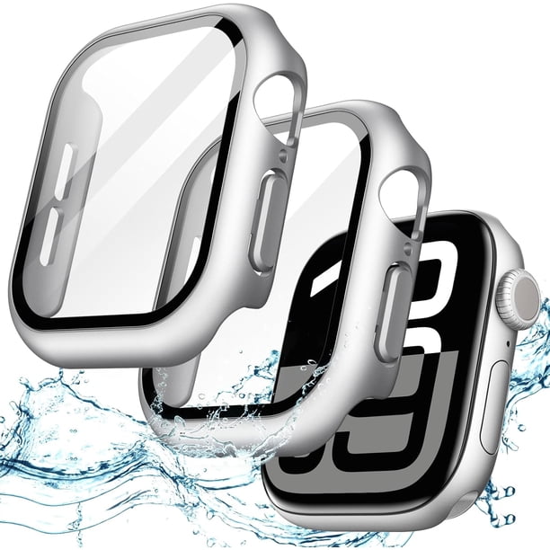 YanonmyfdFunda Impermeable con Protector de Pantalla para Apple Watch SE 3/2/1 (2025/2022/2020) / Series 6 5 4 40mm, Cristal Vidrio Templado Incorporado Carcasa Completa, 2 Unidades (Blanco Estrella)