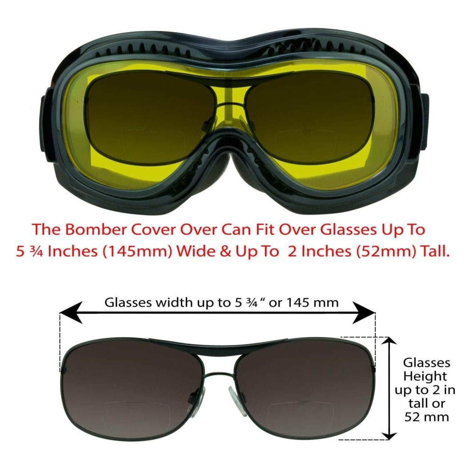 Fit Over Goggles for Eye-Glasses Motorcycle Riding Cycling Skiing Sky Diving Outdoor Work