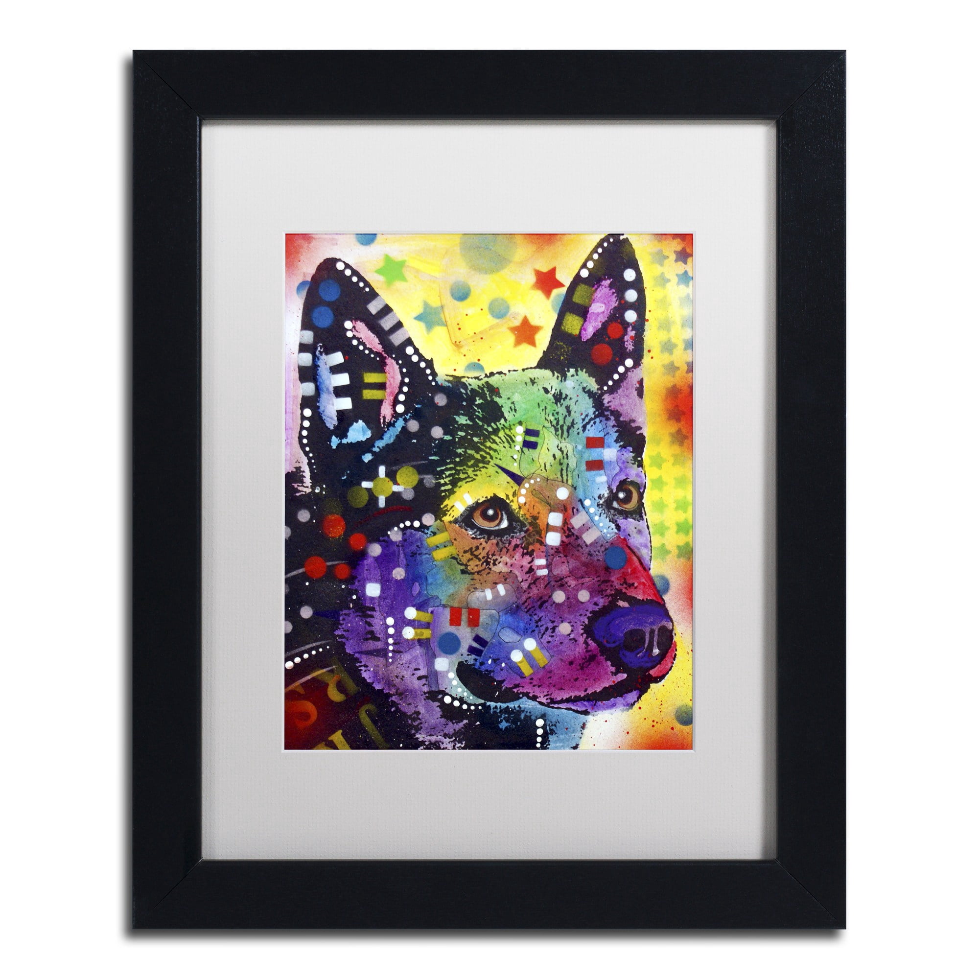 Trademark Fine Art "Aus Cattle Dog" Canvas Art by Dean Russo, White Matte, Black Frame