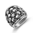 thumbnail image 2 of 4Pcs Men's Stainless Steel Signet Rings Chunky Silver Ring Wide Vintage Skull Ace of Spades Ring Set, 2 of 6