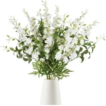 White Flowers Artificial Delphinium for Decoration 9White Delphinium Artificial Flowers with Clematis Greenery White Silk Flowers for Wedding Centerpieces for Home Table Party Decor (White)