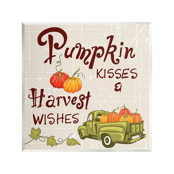 Stupell Industries Farmhouse Pumpkin Kisses Holiday Painting Unframed Art Print Wall Art, 12 x 12