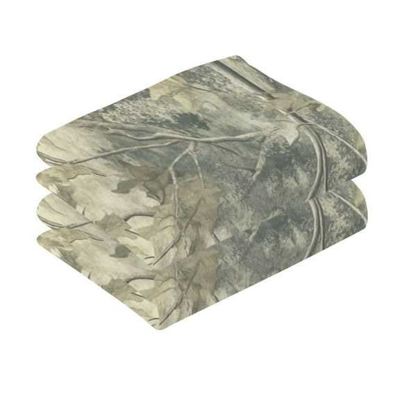 2 Pcs Absorbent Face Towel Bath Hand Towels Soft Breathable Cotton Towel Set for Bathroom Kitchen Hotel Spa Decor Green Camouflage Pattern