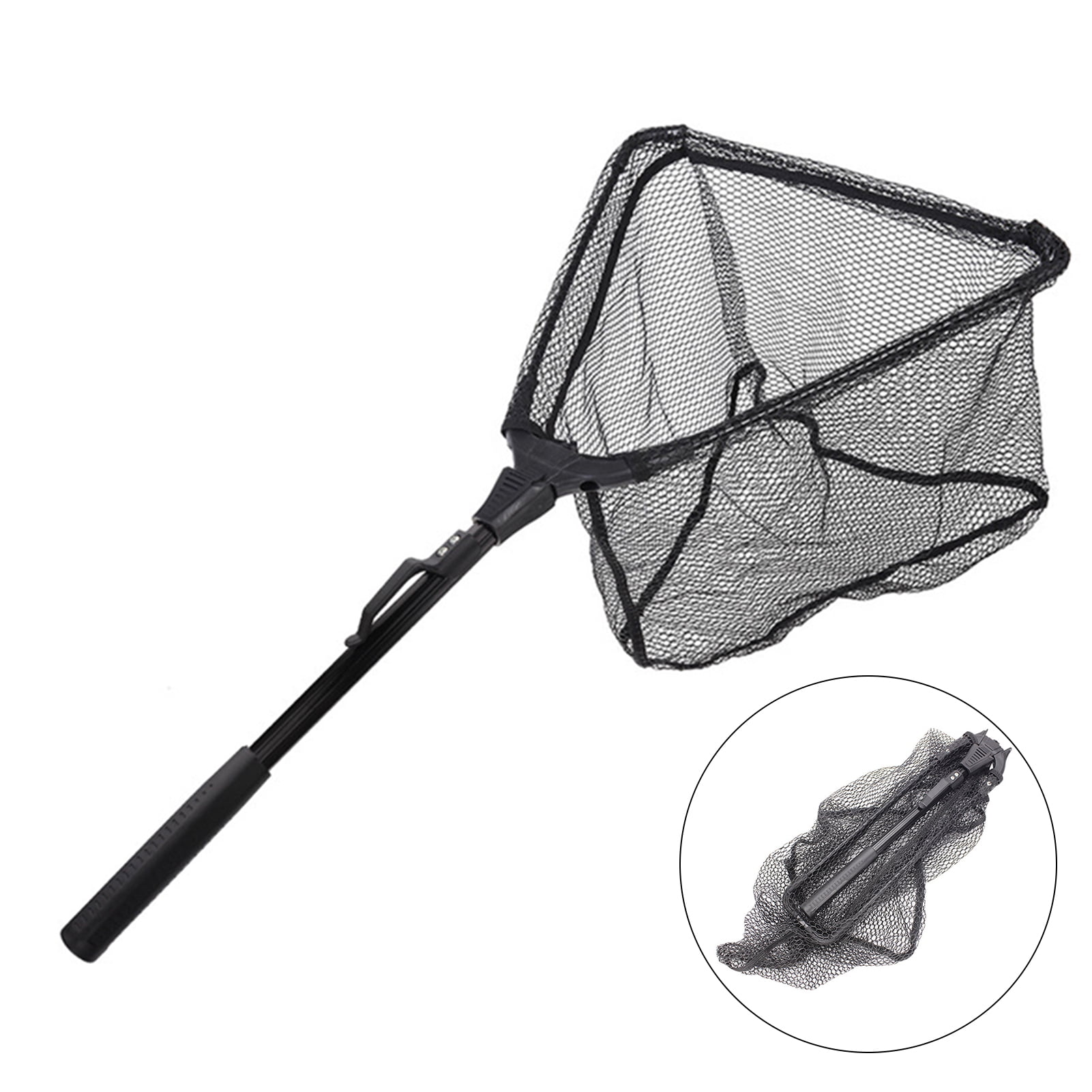 Details about  / Folding Rubber Fishing Net Retractable Telescoping Pole Fly Fishing Landing Net