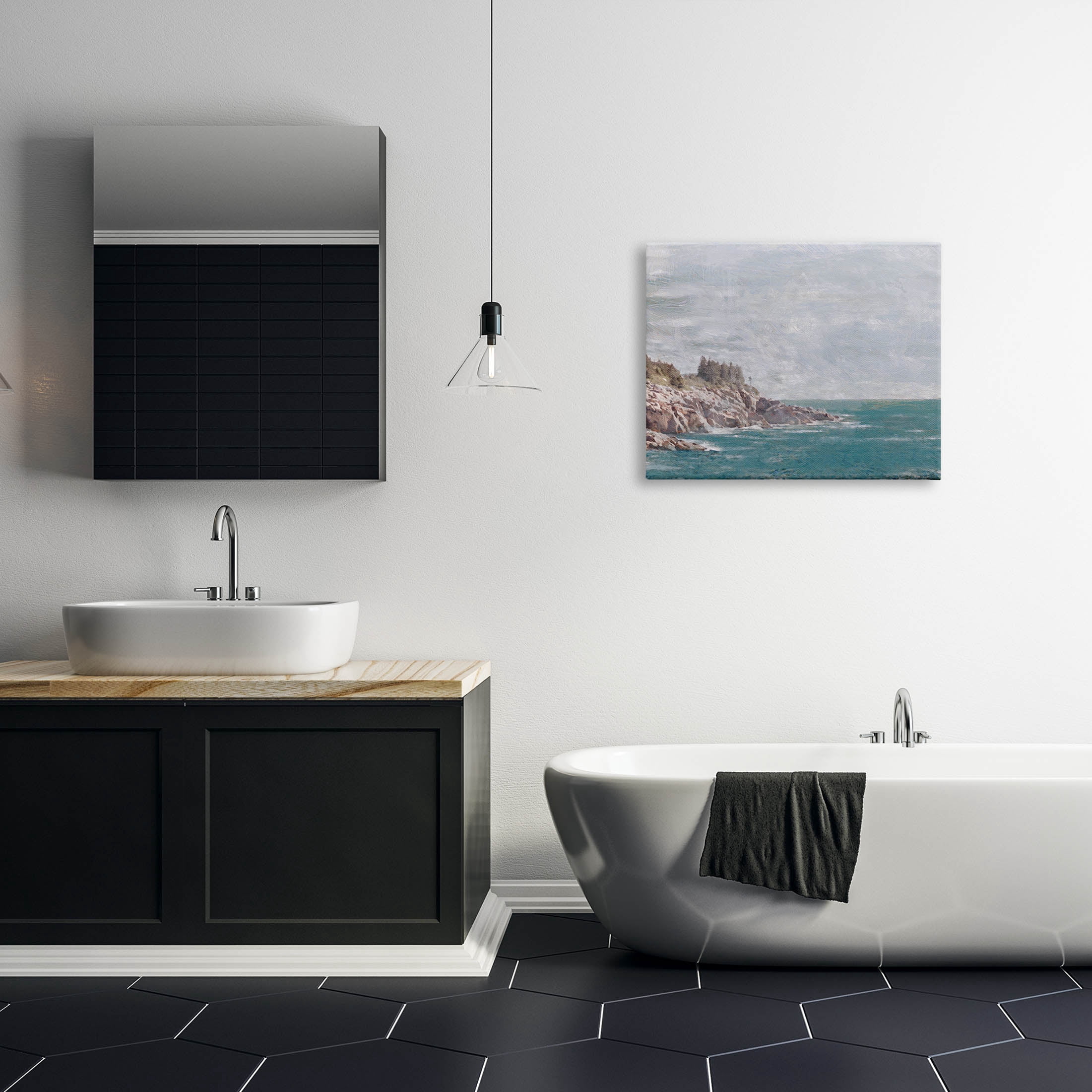Stupell Industries Rocky Cliff Ocean Landscape Painting Gallery Wrapped Canvas Print Wall Art, Design by Savannah Miler