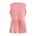 thumbnail image 4 of GEWSEY Womens Fringe Vest 70s Hippie Sleeveless Cowgirl Western Outfits Suede Tassel Leather Outerwear (Pink, XXL), 4 of 9