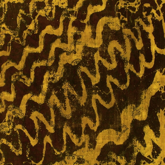 Ahgly Company Indoor Square Abstract Yellow Modern Area Rugs, 6' Square