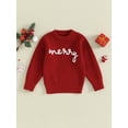thumbnail image 2 of Bslissey Toddler Baby Girls Boys Christmas Sweater Long Sleeve Letter Pattern Knit Pullovers Infant Loose Jumper Tops 6M 12M 18M 24M 3T 4T Kids Casual Warm Clothes, 2 of 9