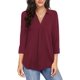 thumbnail image 3 of Camisetas de manga 3/4 con cuello en V para mujer 2023 - Tops tipo túnica de negocios con estampado floral - Blusas de trabajo sueltas informales y elegantes, 3 of 5