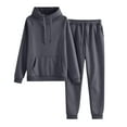 thumbnail image 2 of Womens 2 Piece Outfits Lounge Hoodie Oversized Sweatshirt Jogger Sweatpants Y2K Tracksuit Sweatsuit Set Fall Clothes Dark Gray XXL, 2 of 5