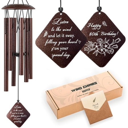 80th Birthday Gifts for Women 80 Year Old Birthday Gifts for Mom Grandma Wife Friends 32″ Bronze Wind Chimes