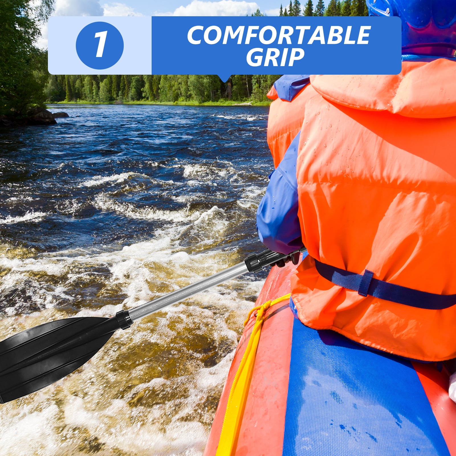 KAKOWELY Emergency Paddles for Boats Inflatable Boat Paddle Black 1 Set