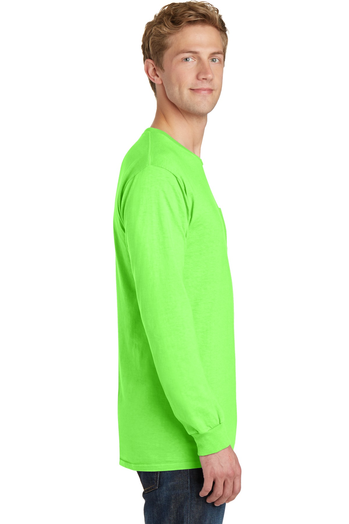 Port & Company Pigment Dyed Long Sleeve Pocket Tee-M (Neon Green) - image 3 of 6