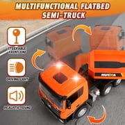 Huge Wave 33Inch 2 in 1 RC Excavator & Flatbed Truck Toys, 1:18 Engineering Remote Control Flatbed Truck with Light and Sound, Birthday Gift for Kids Boys 4-8 Years