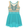 thumbnail image 6 of Haitryli Girls Ballet Dress Crystal Sparkly Lyrical Dance Costume Mesh Patchwork Figure Skating Dance Wear Blue Green 16, 6 of 7