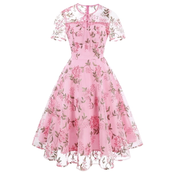 Vestido de Verano para Mujeres de Moda Casual Impresión Sexy Manga Corta Cuello Redondo, Ajuste Delgado para la Fiesta Y Diario