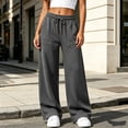 thumbnail image 2 of Njagoc3 Wide Leg Pants for Women Yoga Sweatpants Lounge High Waisted Drawstring Casual Loose Baggy Pants, 2 of 6