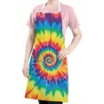 thumbnail image 5 of Colorful Rainbow Tie Dye Spiral Pattern Apron-Garden Aprons for Women with Pockets-Cotton Linen Waterproof Kitchen Cooking Gardening Aprons Adjustable for Kitchen,Cooking,BBQ and Salon 33x27 Inch, 5 of 7