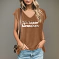thumbnail image 3 of Gibobby Camisetas Mujer Manga Corta Mujeres Casual Impreso Cuello Bajo Color Sólido Camiseta Manga Corta Divertida Camiseta Tops(Caqui,XL), 3 of 4