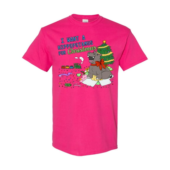 Inktastic I Want a Hippopotamus for Christmas T-Shirt