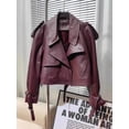 thumbnail image 3 of Chaqueta de cuero genuino recortada para mujer, tendencia primavera otoño 2024, abrigo de piel de oveja auténtica para motocicleta de alta gama, 3 of 5