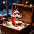 thumbnail image 5 of Santa Suit Letter Christmas Ornament, A-Z Alphabet Flat Acrylic Pendant, Personalized Initial Xmas Tree Decor, DIY Custom Name Hanging Ornament for Car Rearview Mirror, 5 of 6