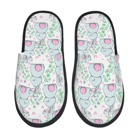 Balery Rabbit Back View Slient Indoor Furry Fleece Comfort House Shoes Soft Non-Slip Home Shoes Cotton slippers House Slippers-- Large