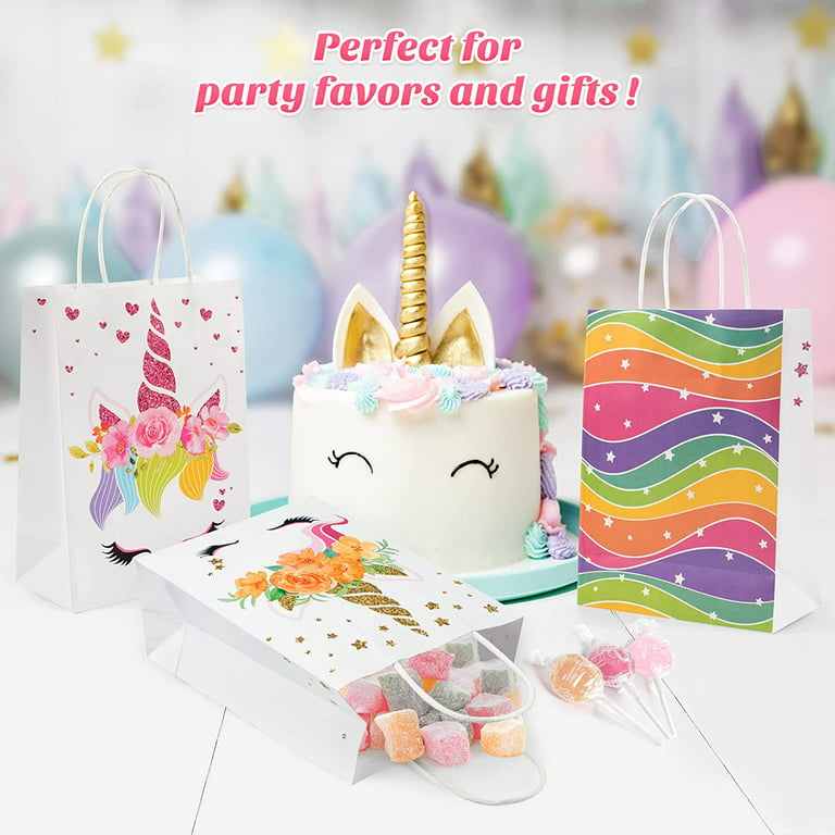 Mocoosy 18 Pack Unicorn Party Favor Bags, Kids Gift Bags for Unicorn  Birthday Party, Unicorn Goodie Candy Treat Paper Bags with Handles for  Girls Boys Unicorn Theme Birthday Baby Shower Party Supplies 