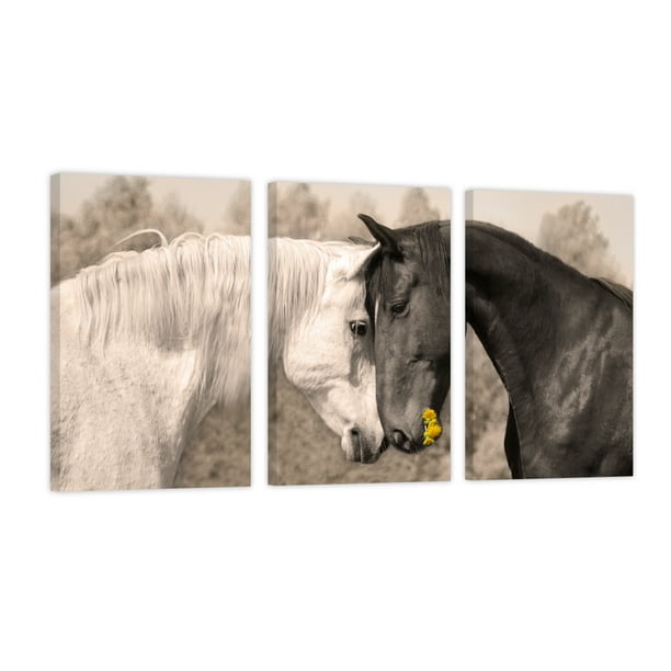 Cuadro Decorativo Tríptico Vertical Caballos Conectando Canvas Revolution Set De 3 Cuadros 40x60 cm