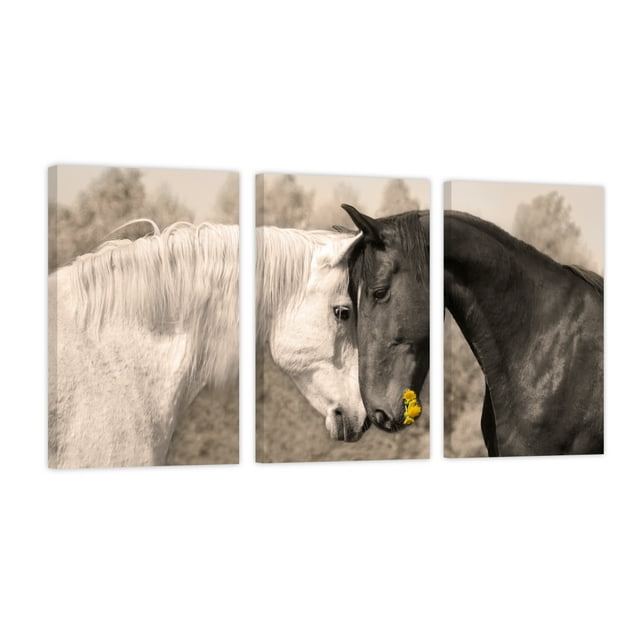 Cuadro Decorativo Tríptico Vertical Caballos Conectando Canvas Revolution Set De 3 Cuadros 30x45 cm
