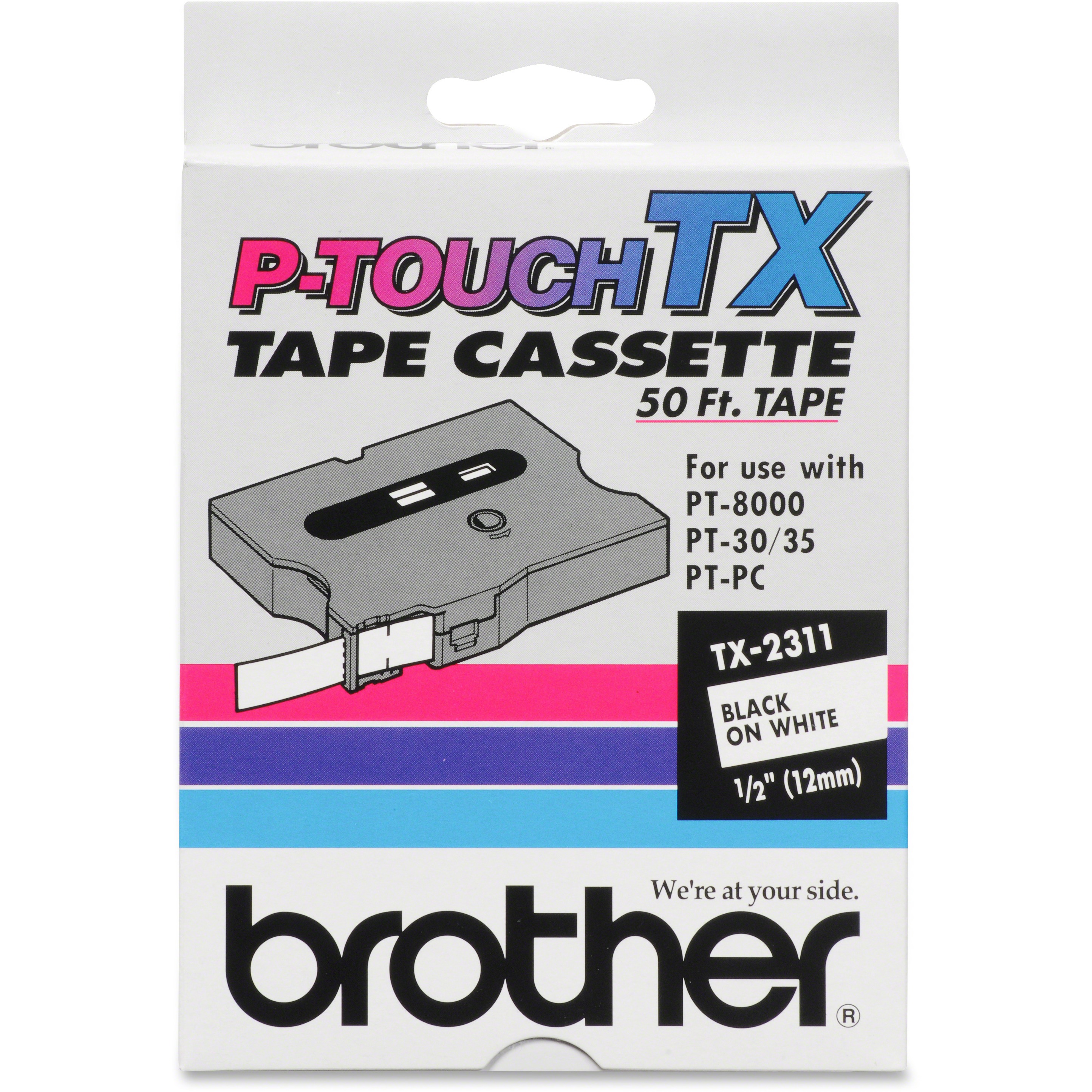 Brother PTouch TX Tape Cartridge for PT8000, PTPC, PT30/35, 1/2"w