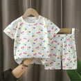 thumbnail image 2 of Ruyang Girls 2 Piece Set Short Sleeve Cherry Graphic Tee and Elastic Waist Shorts Lounge Set Kids Toddler Cute Summer Outfits, 2 of 4