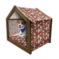 thumbnail image 1 of Christmas Pet House, Poinsettia Flower Holly and Mistletoe in Natural Traditional Combination, Outdoor & Indoor Portable Dog Kennel with Pillow and Cover, 5 Sizes, White Red Green, by Ambesonne, 1 of 5
