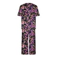 thumbnail image 6 of Moxiu Pajamas for Women Set Summer Short Sleeve Crewneck Top with Capri Pants Pjs 2 PIece Soft Comfy Lounge & Sleepwear Set 2025 Multicolor,M, 6 of 7