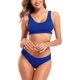 thumbnail image 1 of MujerTraje de baño con Cuello de Cuello Bikini de Corte atlético, Dos Piezas Acanalados Azul - B XL Azul - B XL Xishao ropa, 1 of 2