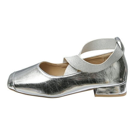 

GHSOHS Womens Shoes Low Heels Large Size Footwear Casual Shoes for Women Sneakers Solid Glossy Non Slip Elastic Strap with Heel Large Size Dance Shoes Single Shoes Slippers Size 39