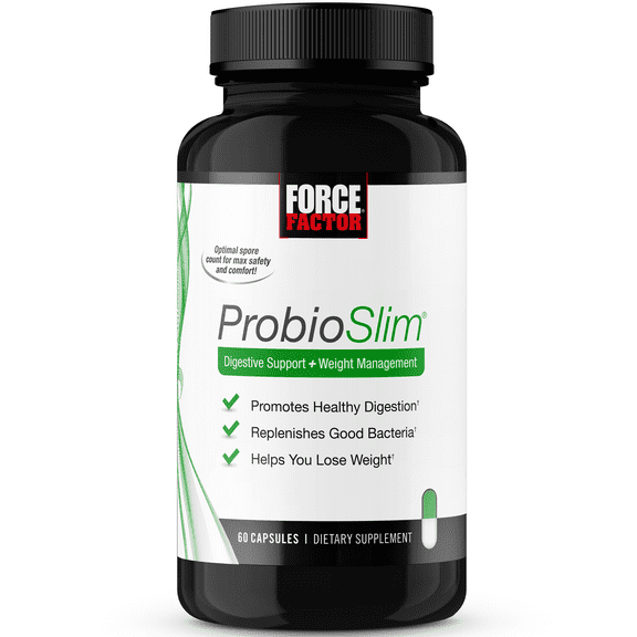 ProbioSlim Probiotic and Weight Loss Supplement for Women and Men with Probiotics, Burn Fat, Lose Weight, Reduce Gas, Bloating, Constipation, and Support Digestive Health, Force Factor, 60 Capsules